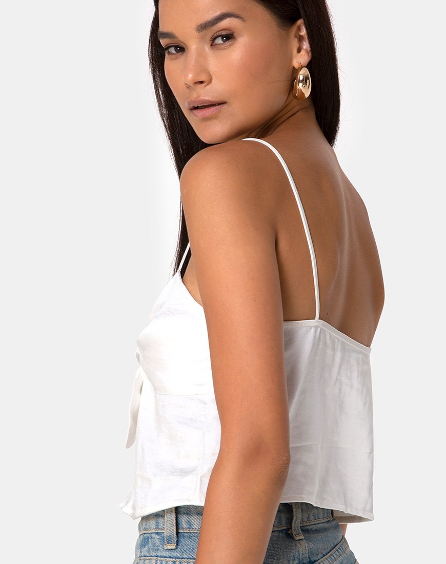 Roce Top en satin ivoire