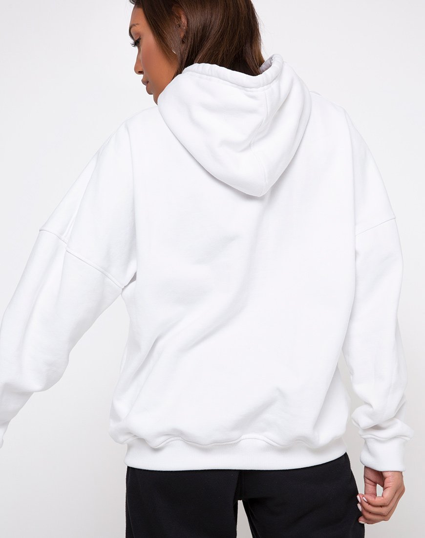 Sweat à capuche oversize en blanc Angel Embro