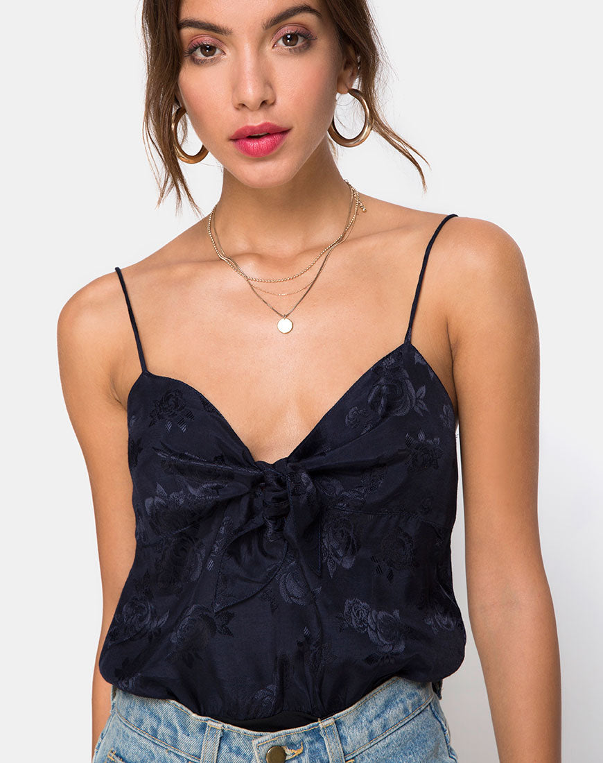 Corsage Rodice en satin rose marine