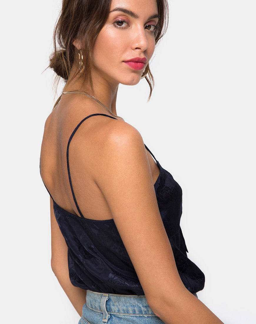 Corsage Rodice en satin rose marine