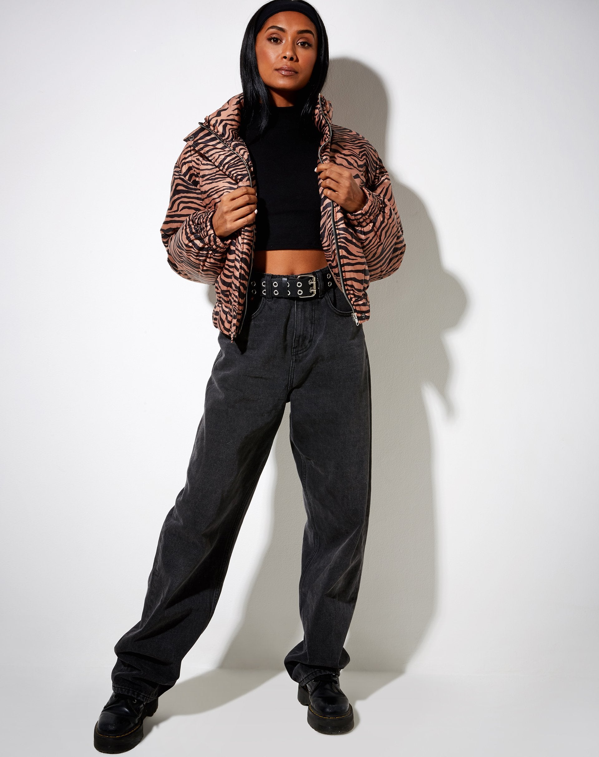 Image de Rohos Puffer Jacket in Zebra Black and Brown
