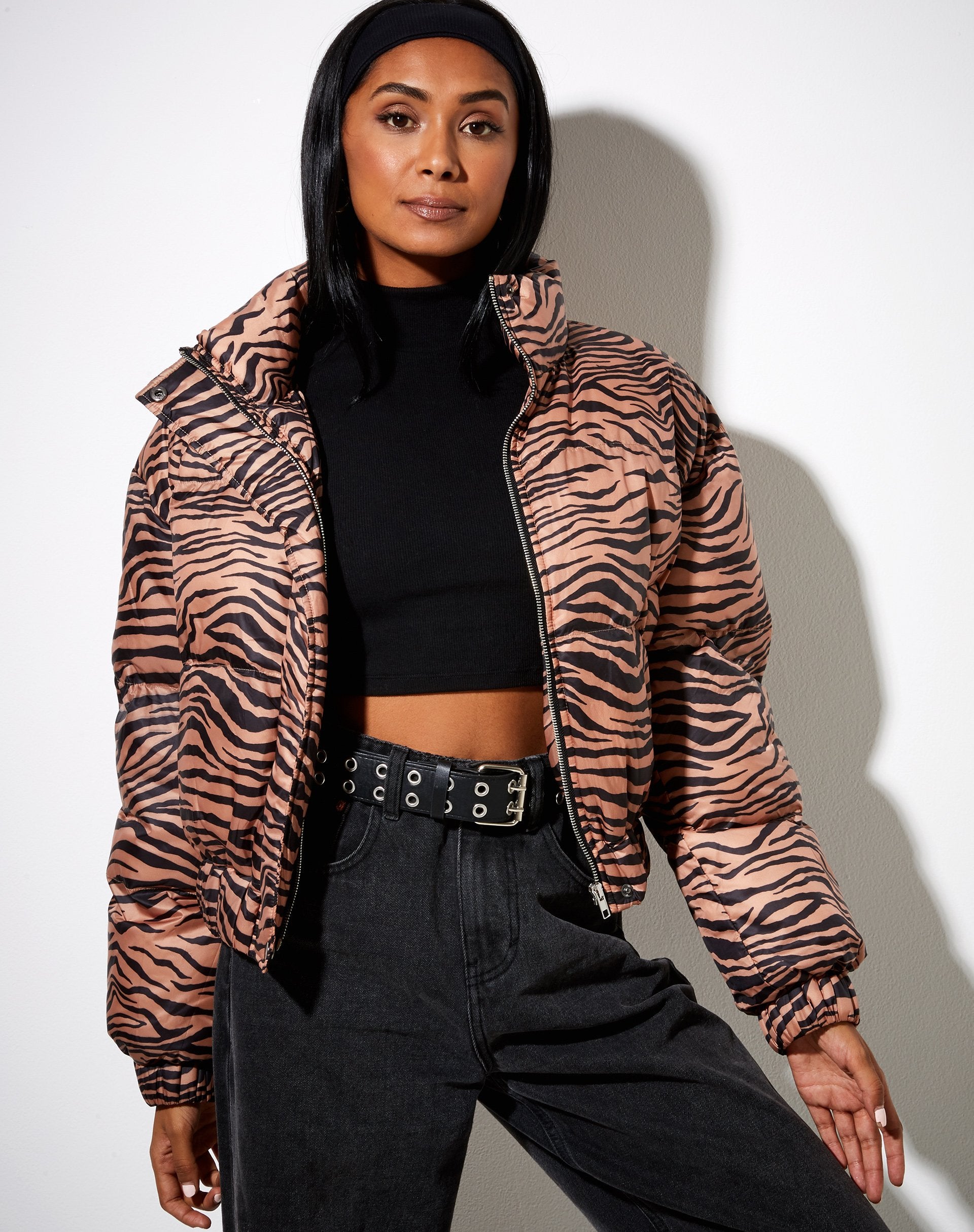 Image de Rohos Puffer Jacket in Zebra Black and Brown