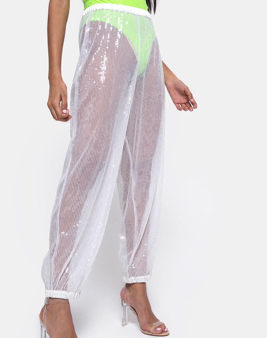 Image de Roid Trouser in Sheer White Clear Crystal