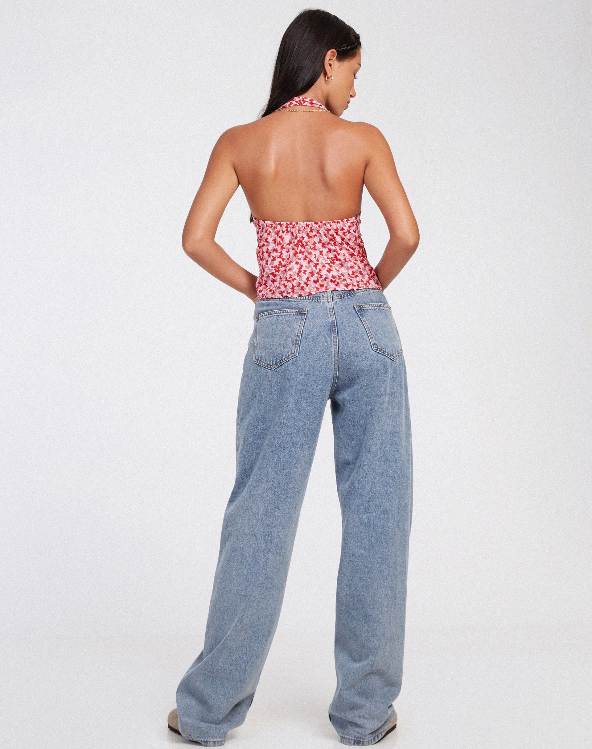 Image de Roula Halter Top in Ditsy Butterfly Peach Red