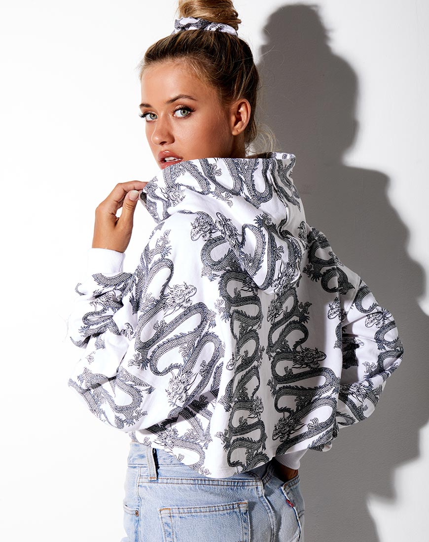 Image de Roky Cropped Hoody in Dragon Rope White Placement