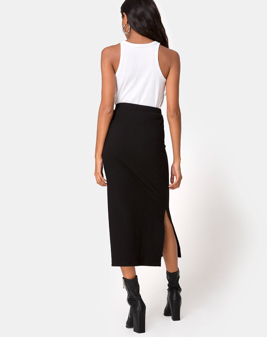 Image de Rollie Midi Skirt in Jumbo Rib Black