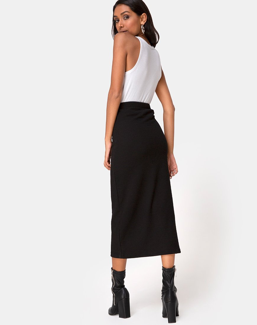 Image de Rollie Midi Skirt in Jumbo Rib Black