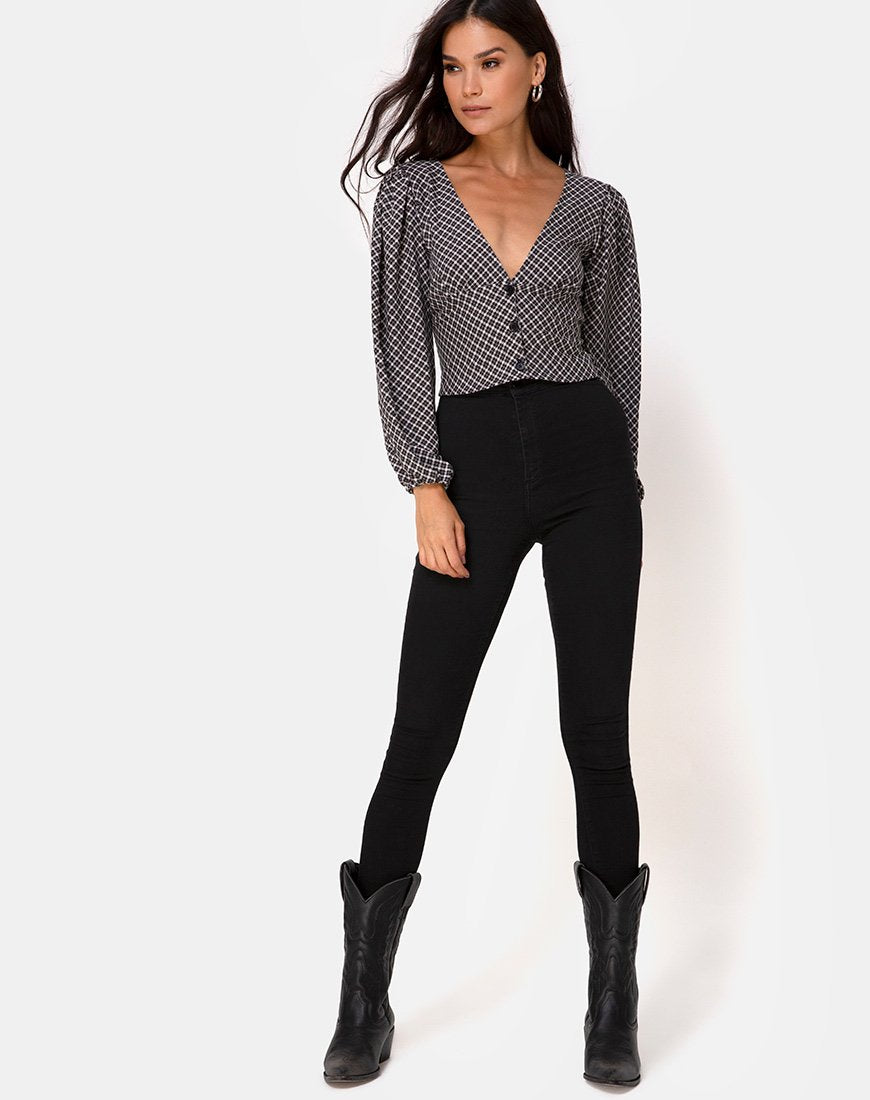 Image de Roma Long Sleeve Top in Check It Out Black