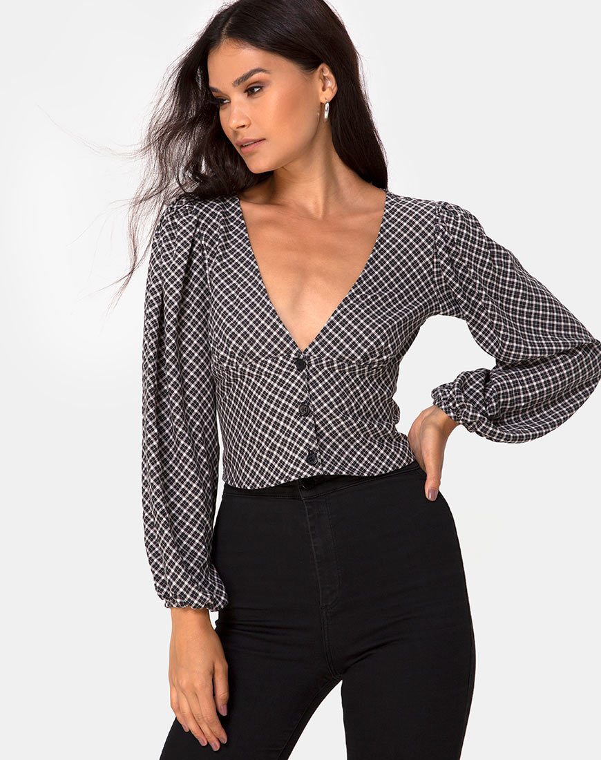 Image de Roma Long Sleeve Top in Check It Out Black