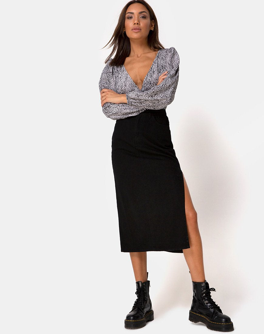 Image de Roma Long Sleeve Top in Leo Spot in Black and White