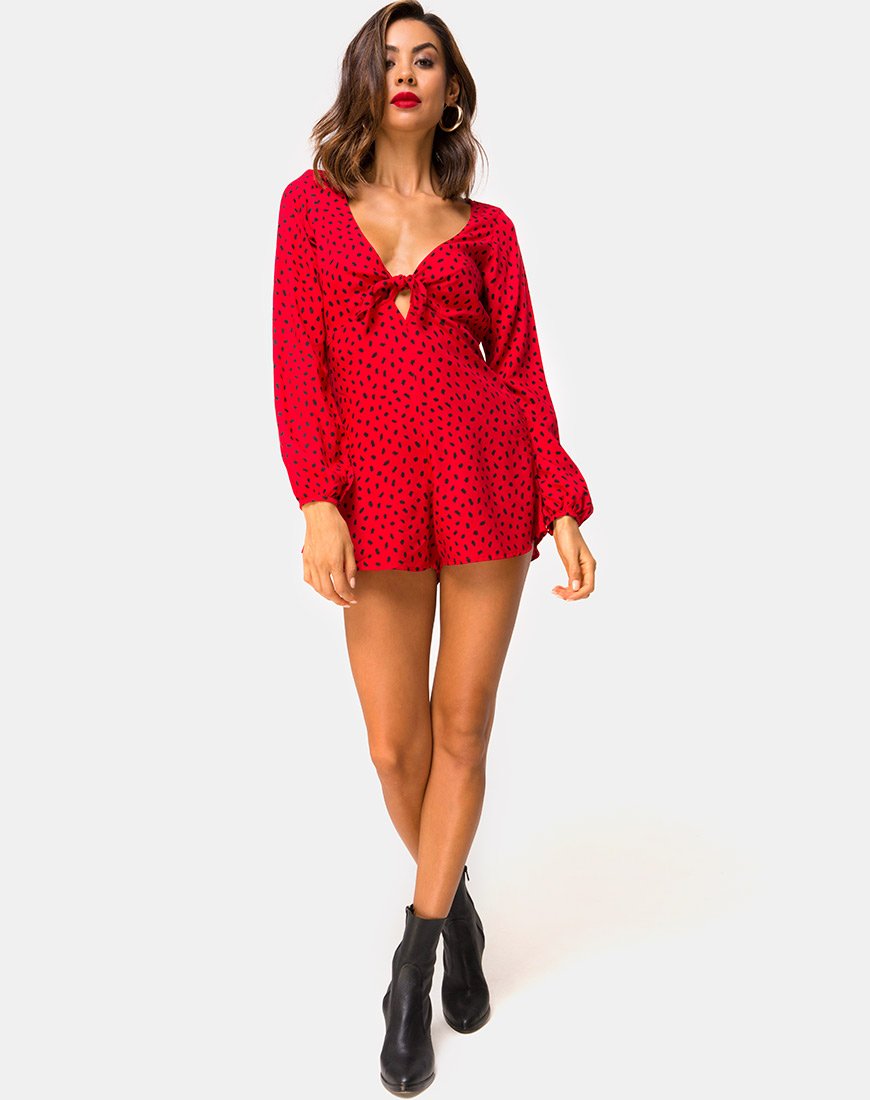 Image de Romalo Playsuit in Mini Diana Dot Red and Black
