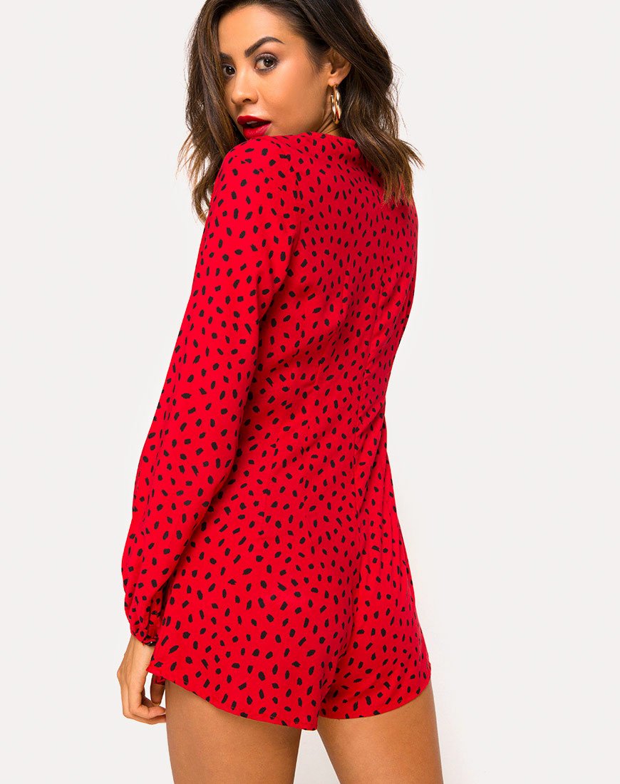 Image de Romalo Playsuit in Mini Diana Dot Red and Black
