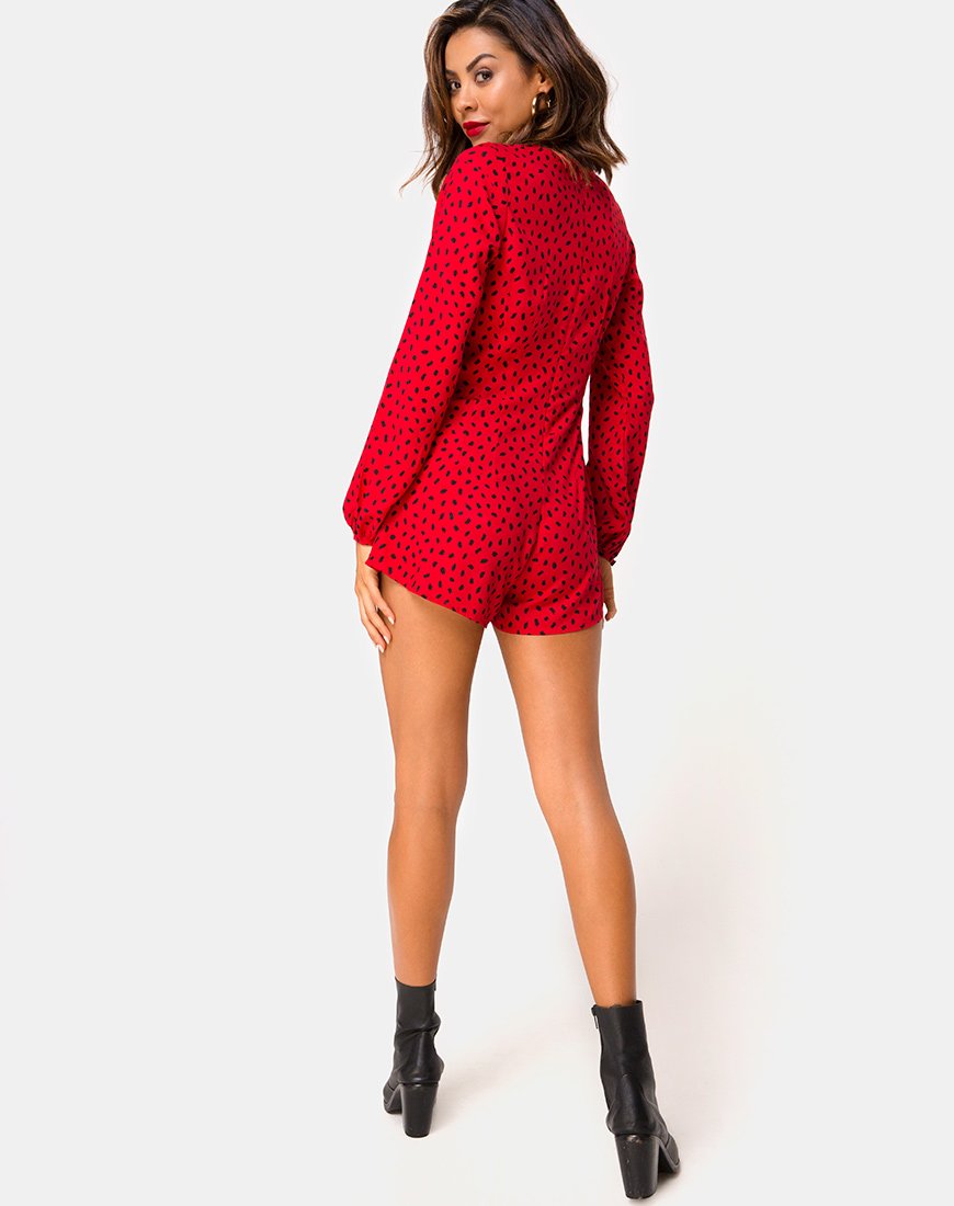 Image de Romalo Playsuit in Mini Diana Dot Red and Black