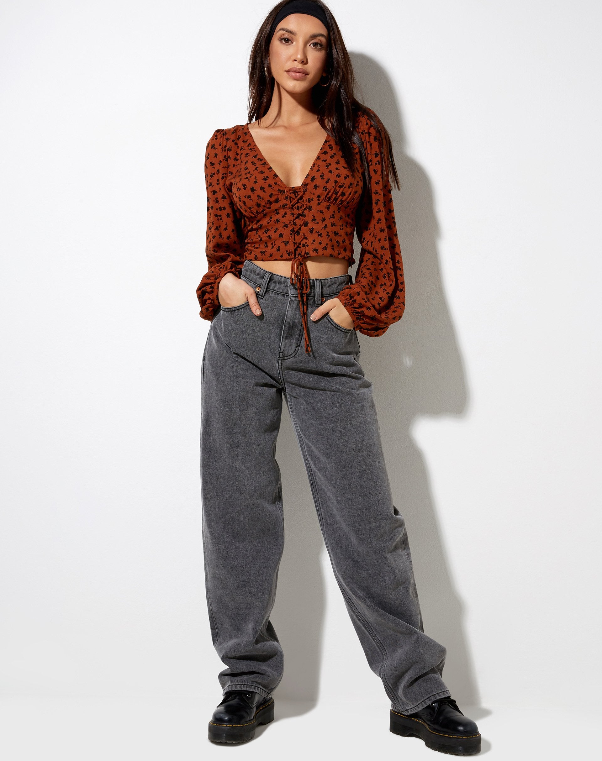 Image de Romina Top in Dainty Daisy Bombay Brown