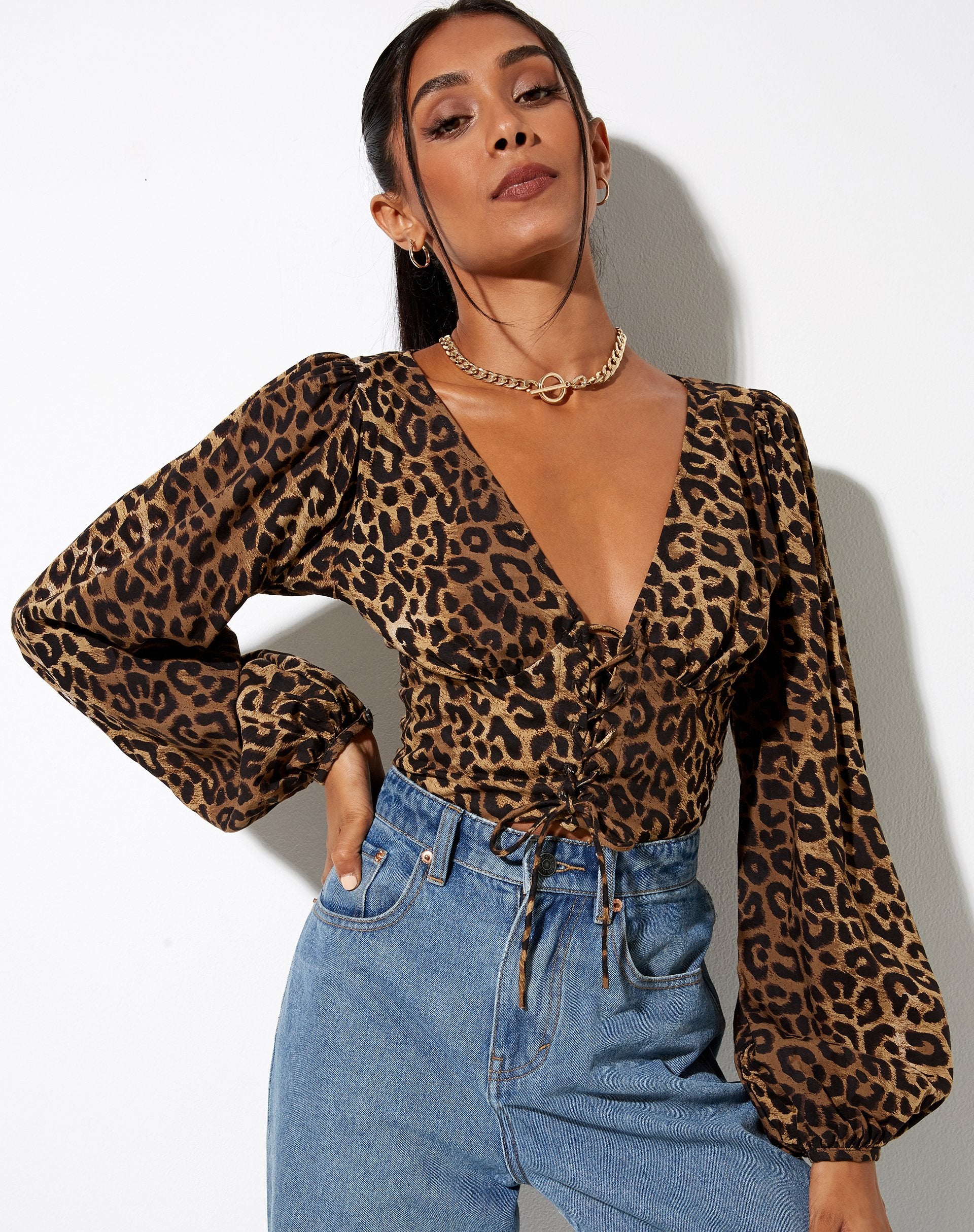 Image de Romina Top in Night Leopard Brown