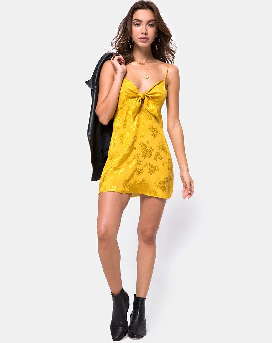 Image de Roppan Slip Dress in Satin Mustard Rose