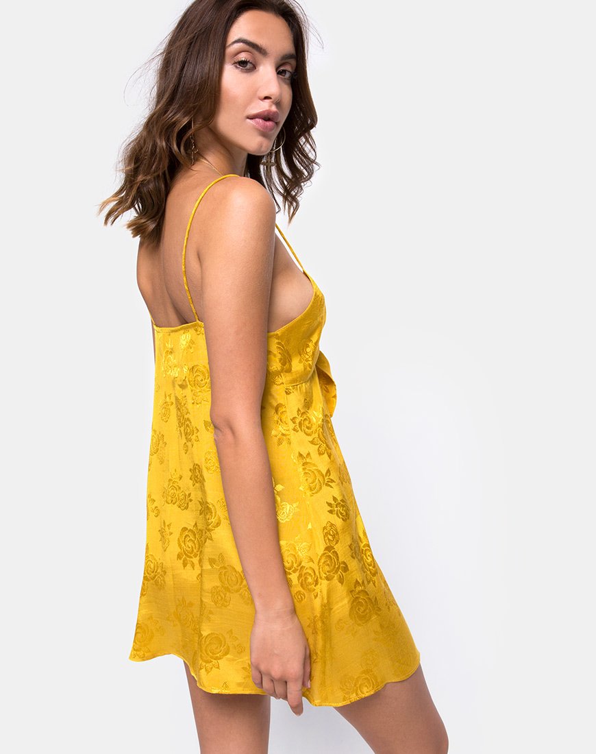 Image de Roppan Slip Dress in Satin Mustard Rose