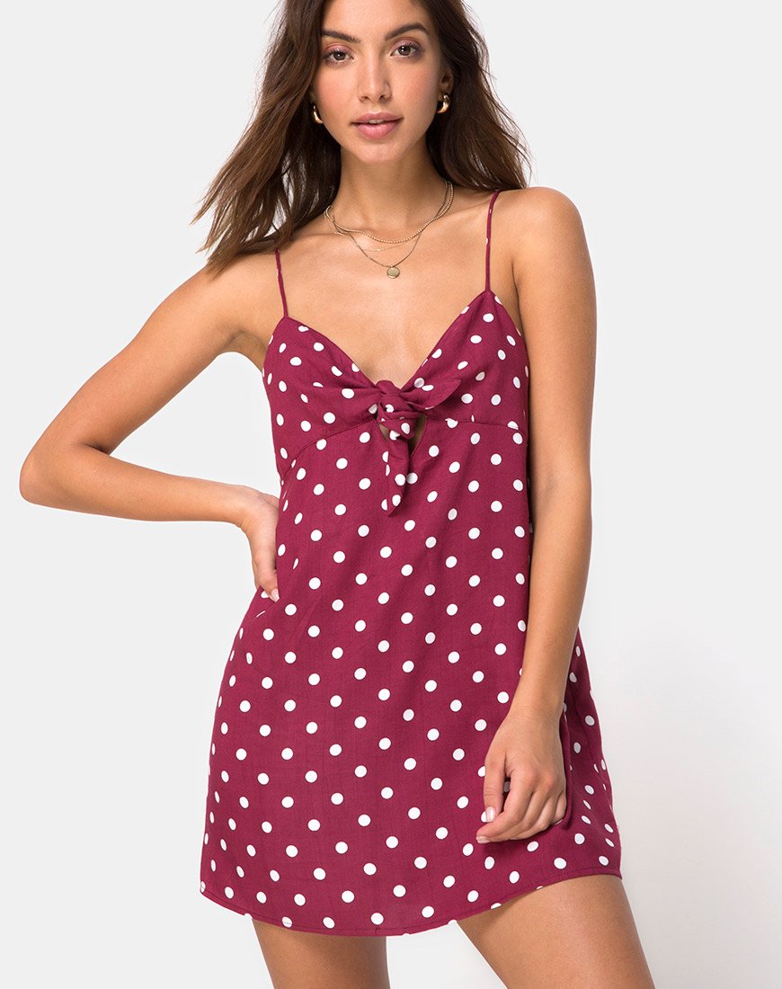 Image de Roppan Slip Dress in Medium Polka Wine