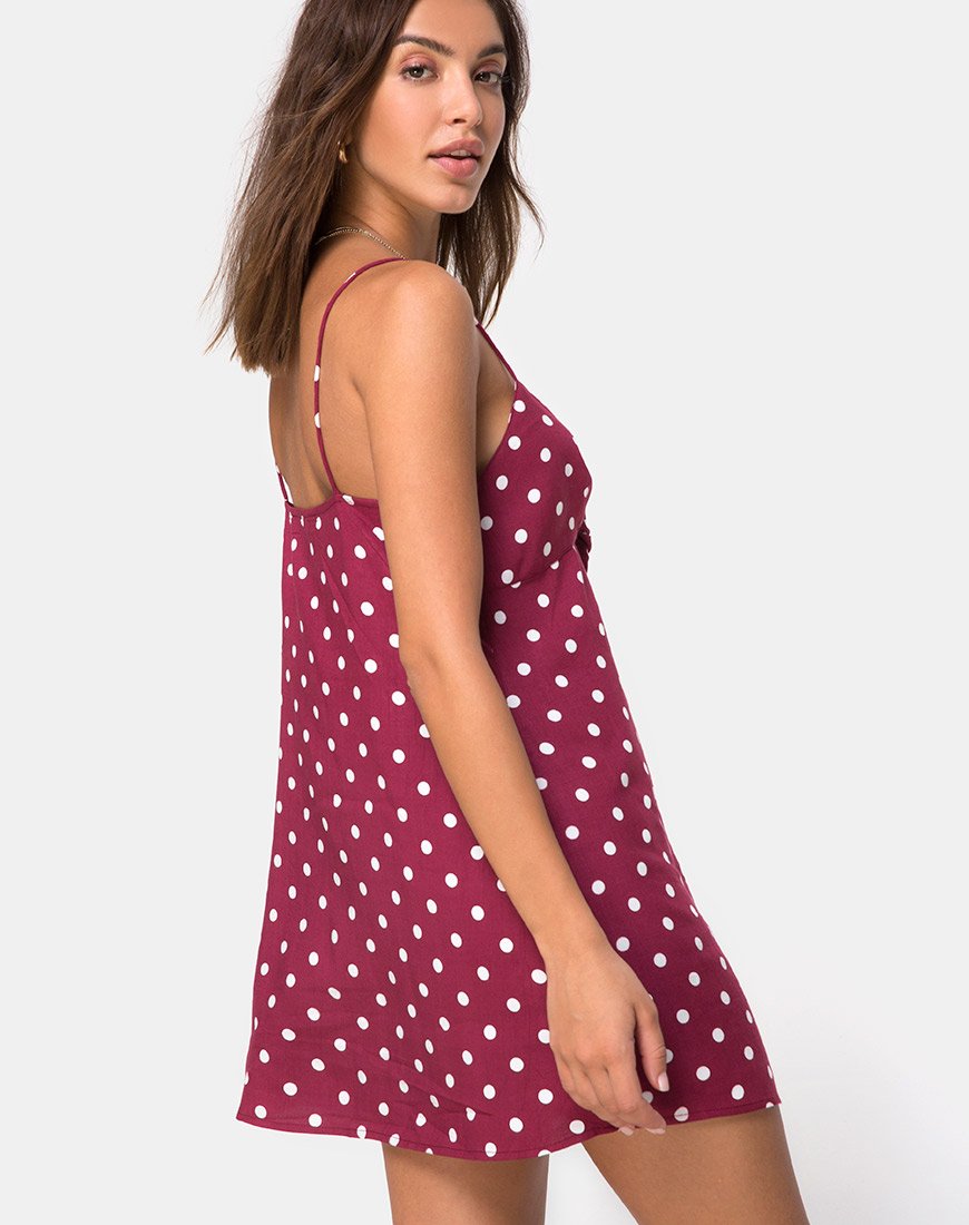 Image de Roppan Slip Dress in Medium Polka Wine