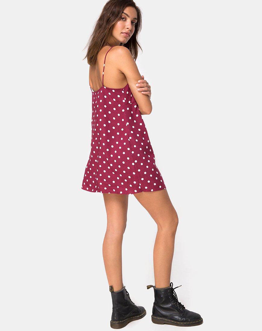 Image de Roppan Slip Dress in Medium Polka Wine