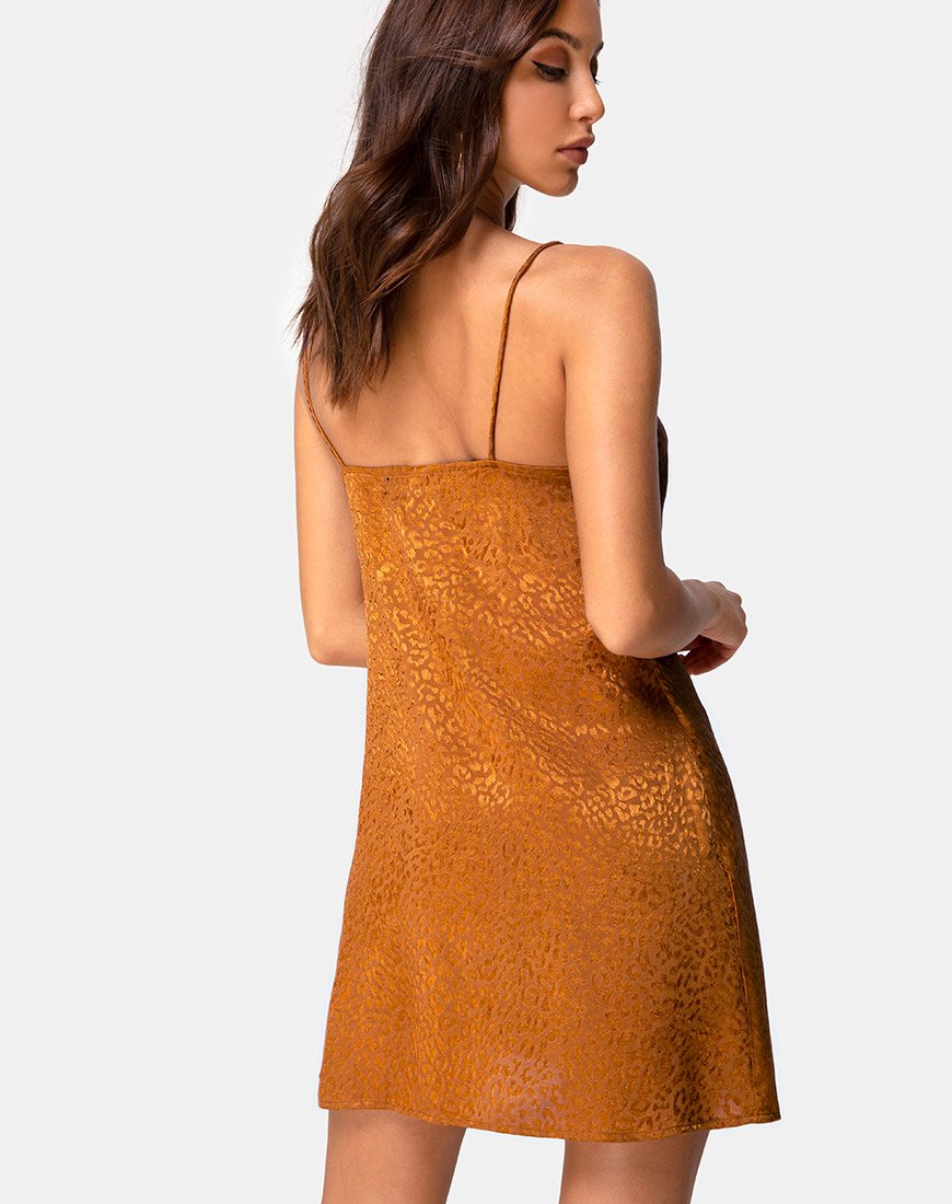 Robe Ronina en satin doré Cheetah