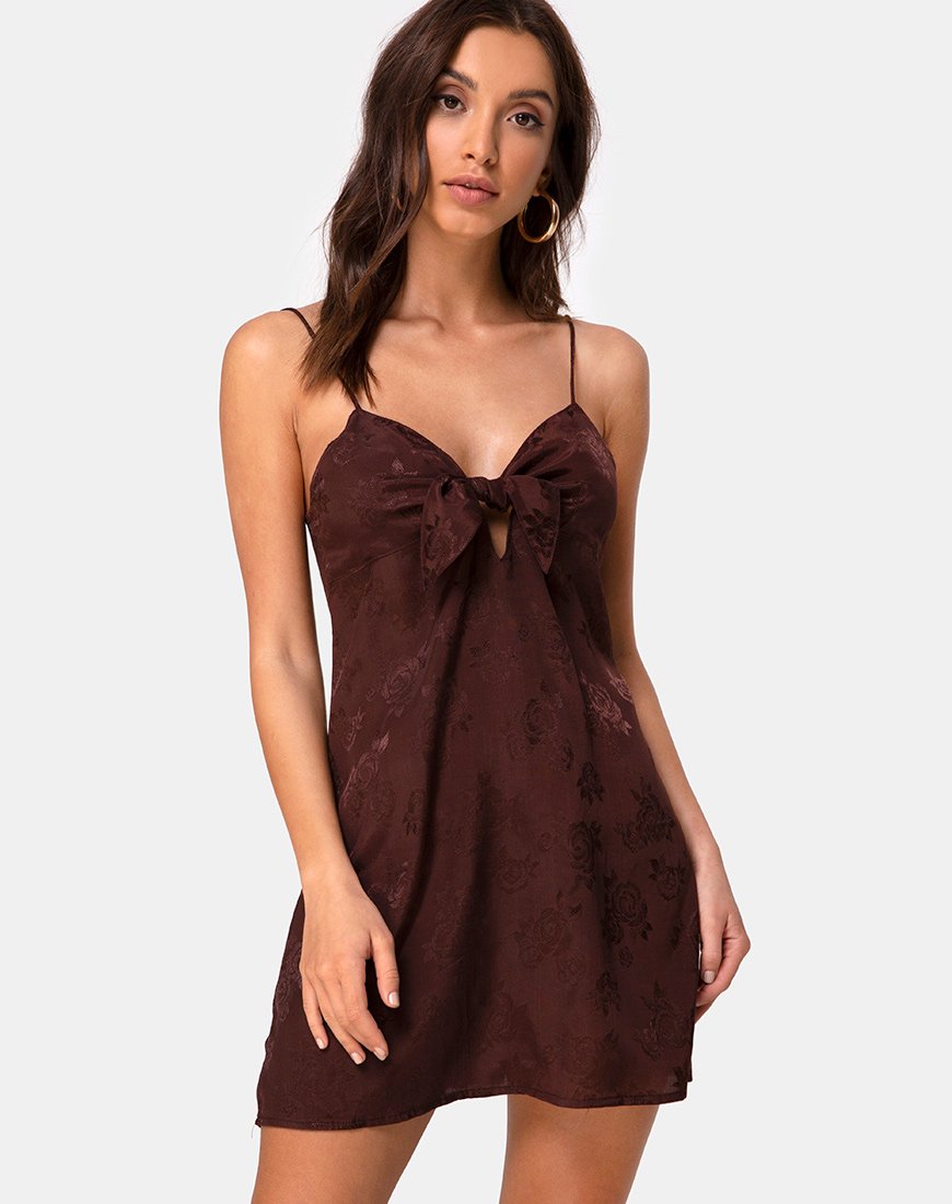 Mini robe Ronina en satin rose cacao