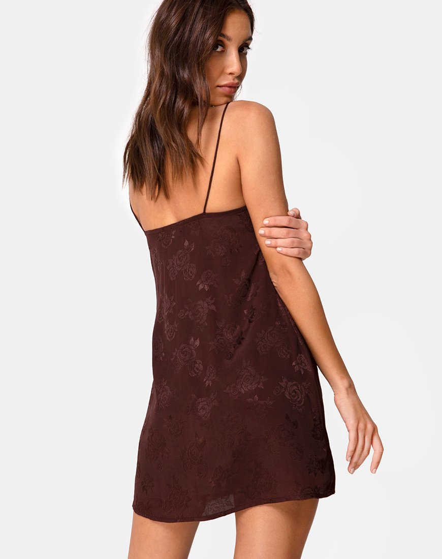 Image of Ronina Mini Dress in Satin Rose Cocoa