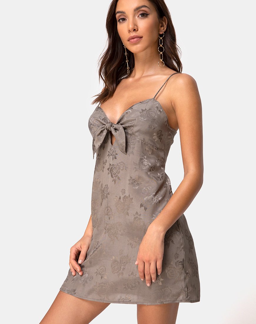 Robe Ronina en satin rose argenté gris