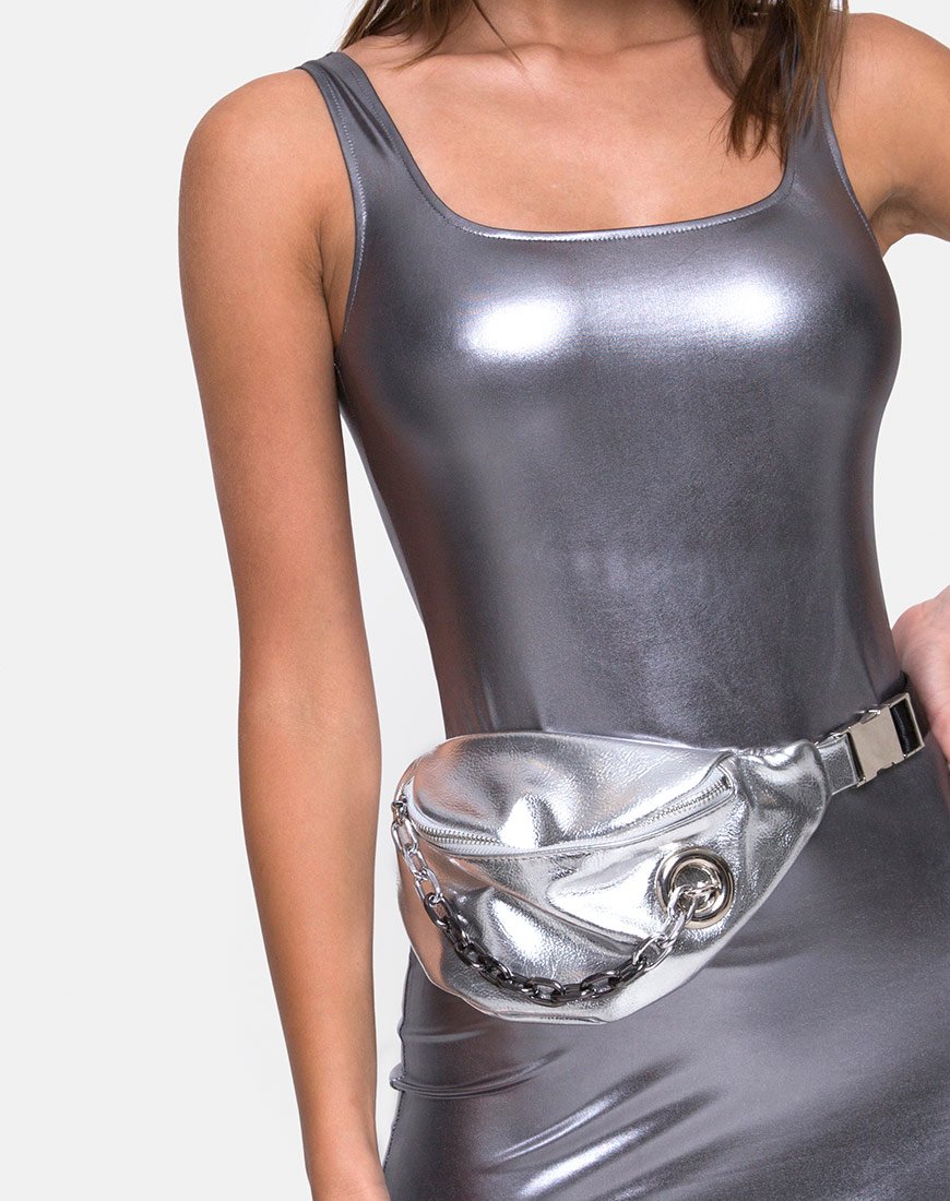 Image de la robe Rosie en argent métallique