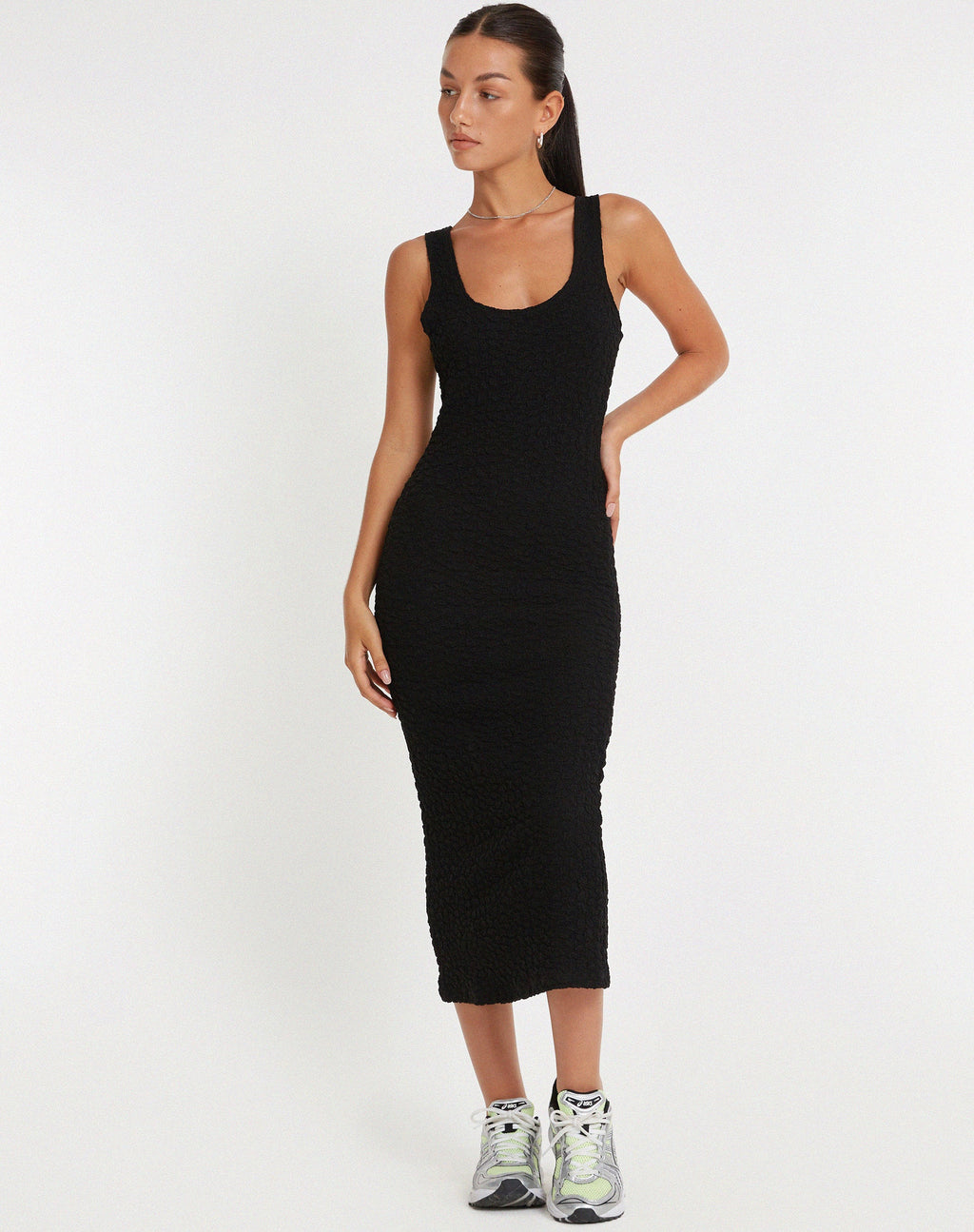 Roski - Robe midi texturée - Noir