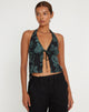 Image de Roula Halter Top in Dragon Flower Black Mint