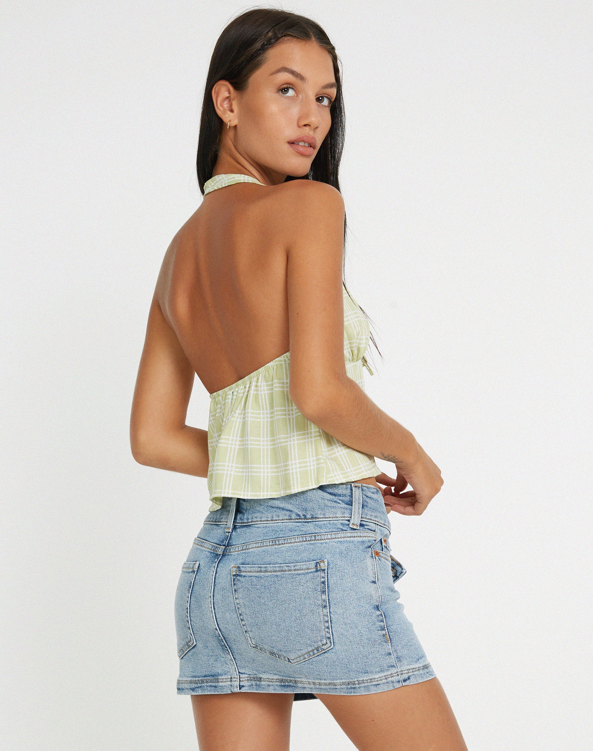Image de Roula Halter Top in Sage Check
