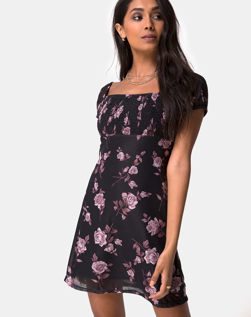 Robe de thé Ruchine, rose foncé