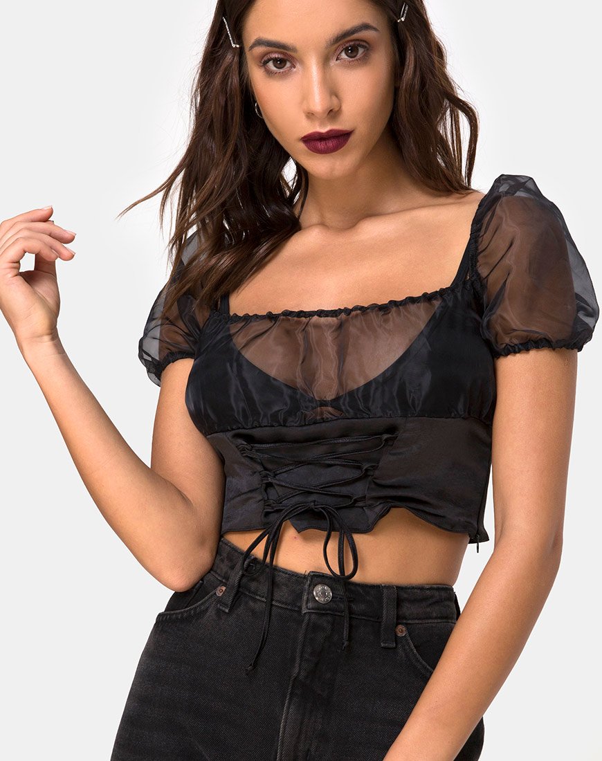 Ruina Top en noir satiné