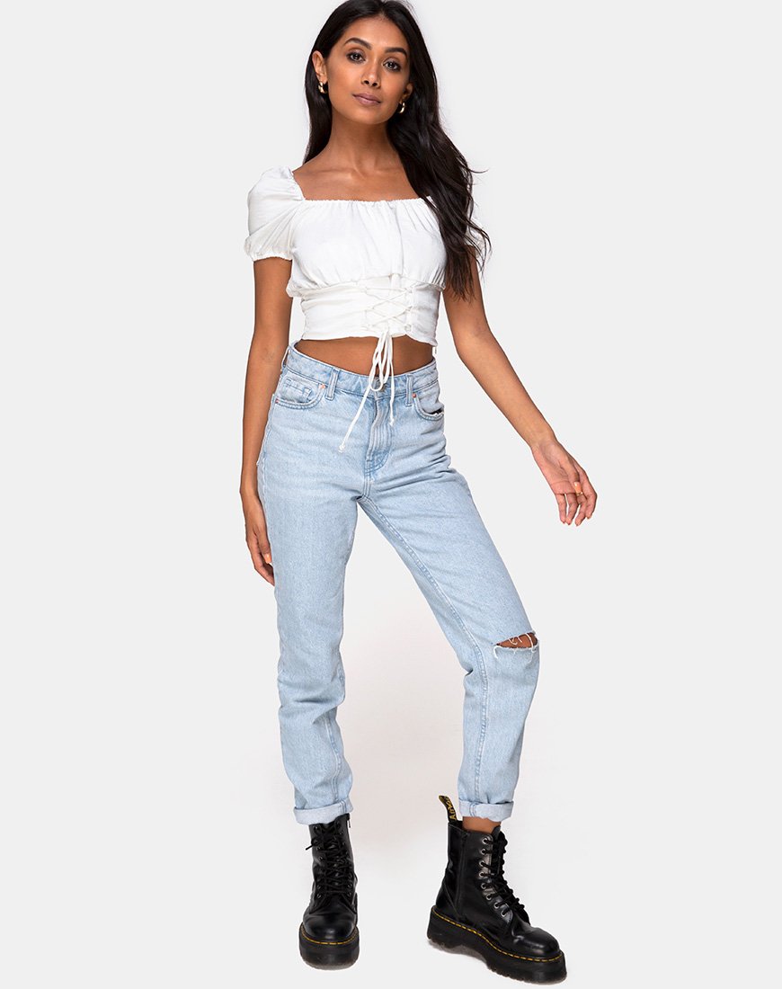 Image de Ruiz Off The Shoulder Top in Satin Ivory