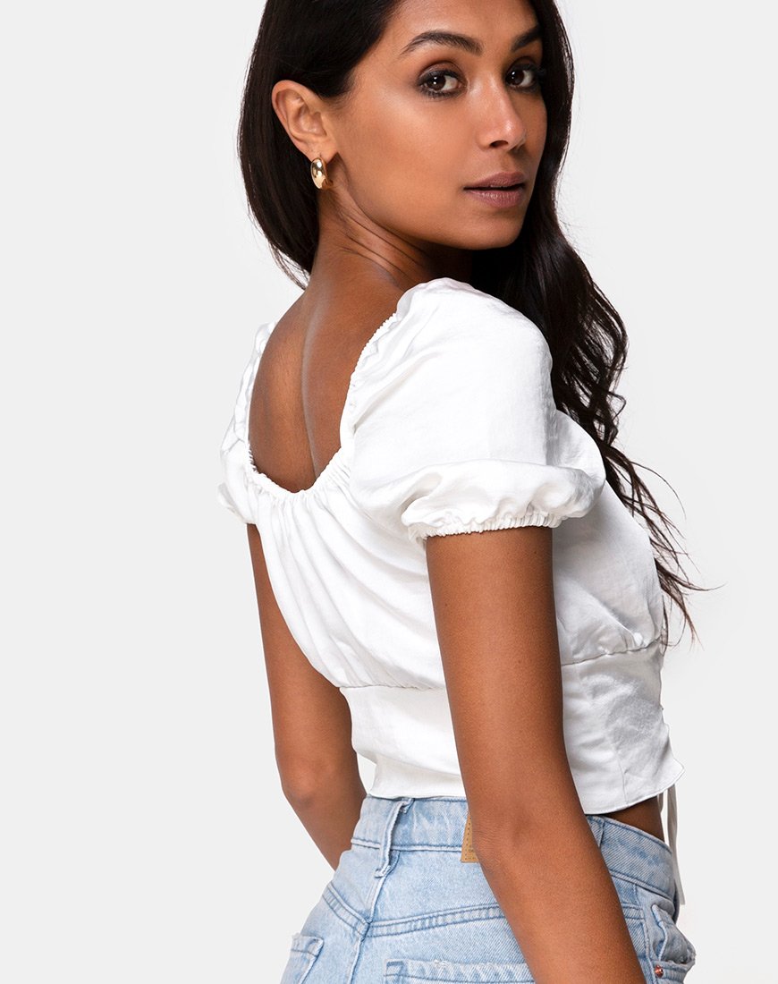 Image de Ruiz Off The Shoulder Top in Satin Ivory