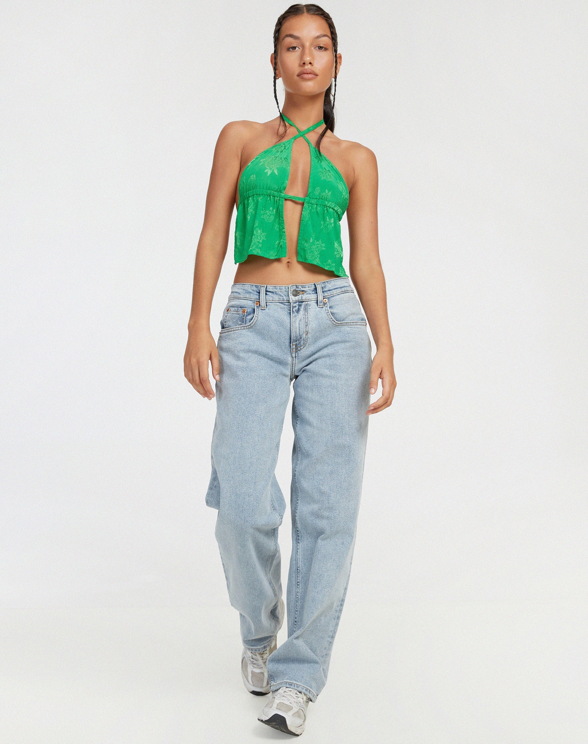 image de Runita Top en Satin Rose Jade Vert