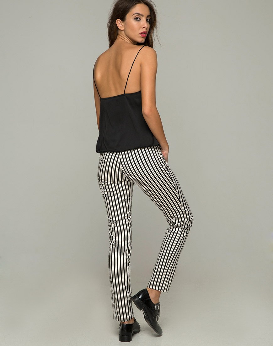 Jeans Ruska à mini rayures noir et blanc