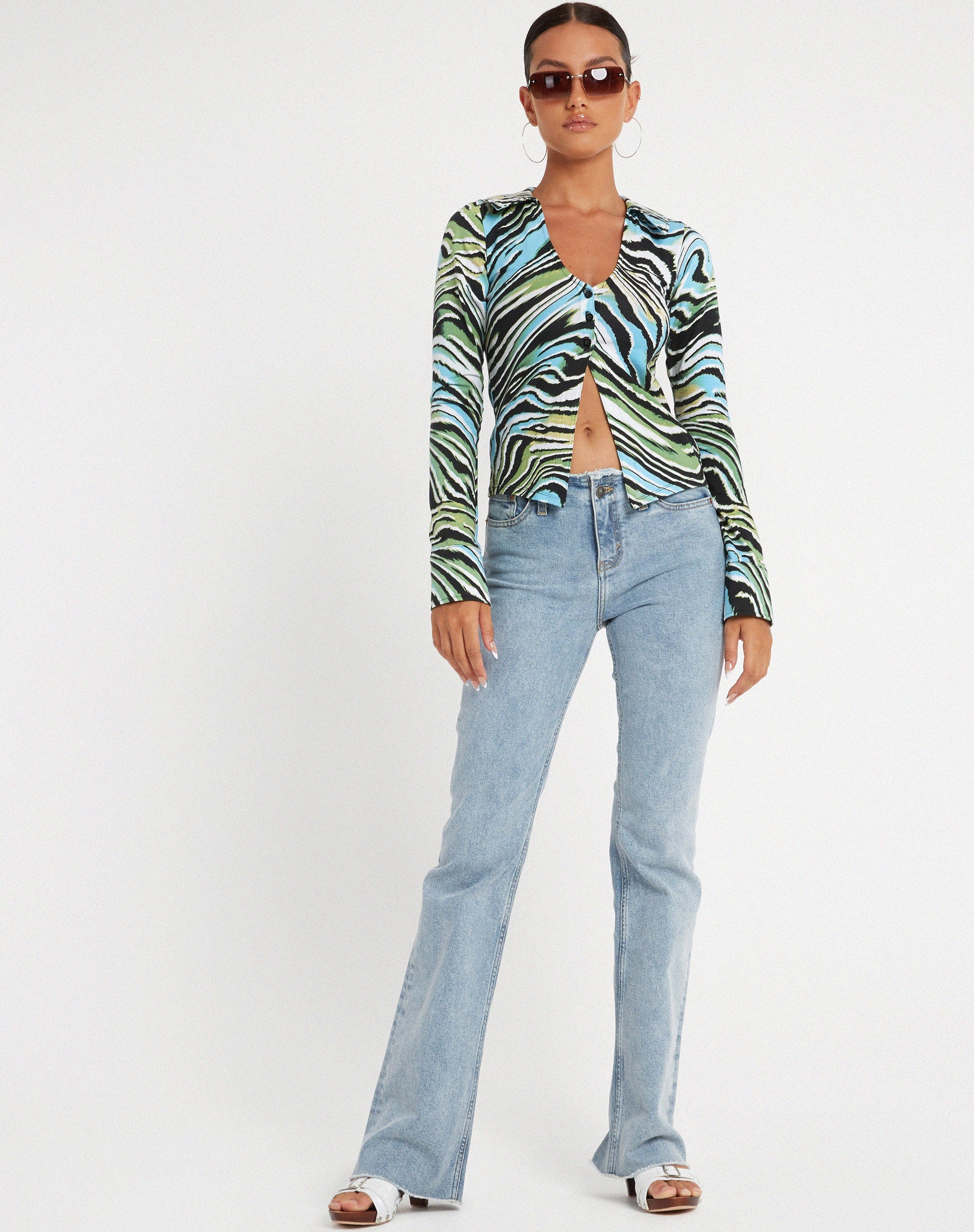 image de la chemise Ruth en bleu zébré Warped