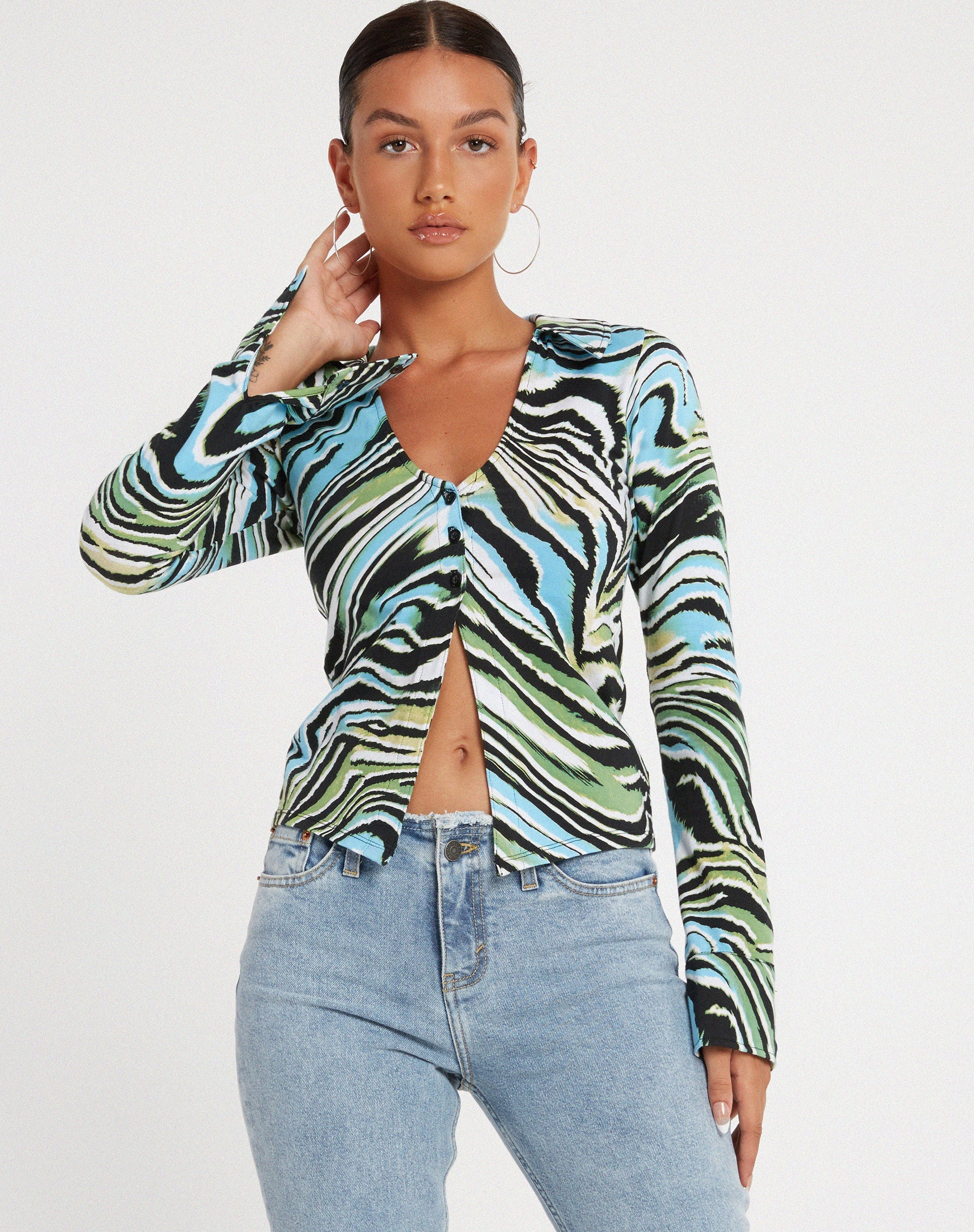 image de la chemise Ruth en bleu zébré Warped