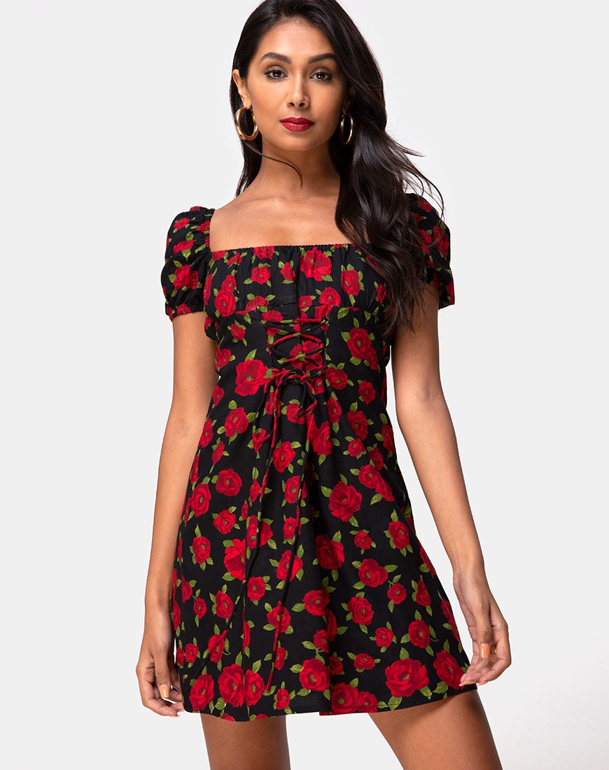 Image de Ruzenta Mini Dress in Roaming Rose Black