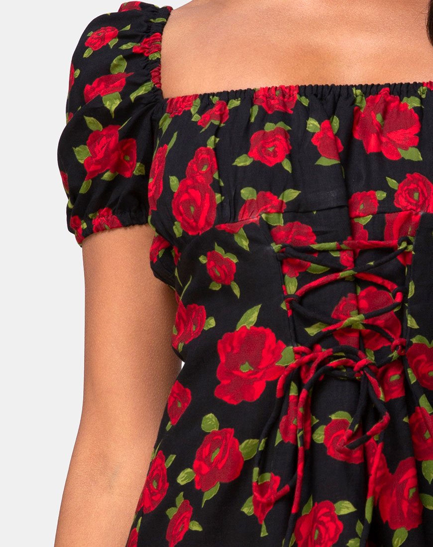 Image de Ruzenta Mini Dress in Roaming Rose Black