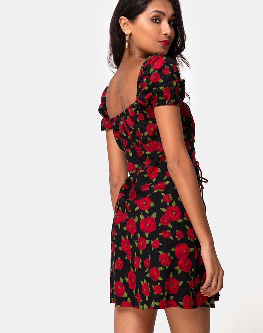 Image de Ruzenta Mini Dress in Roaming Rose Black
