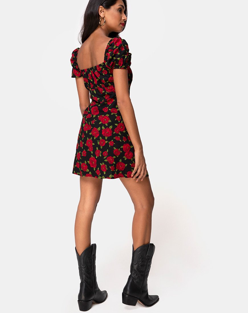 Image de Ruzenta Mini Dress in Roaming Rose Black