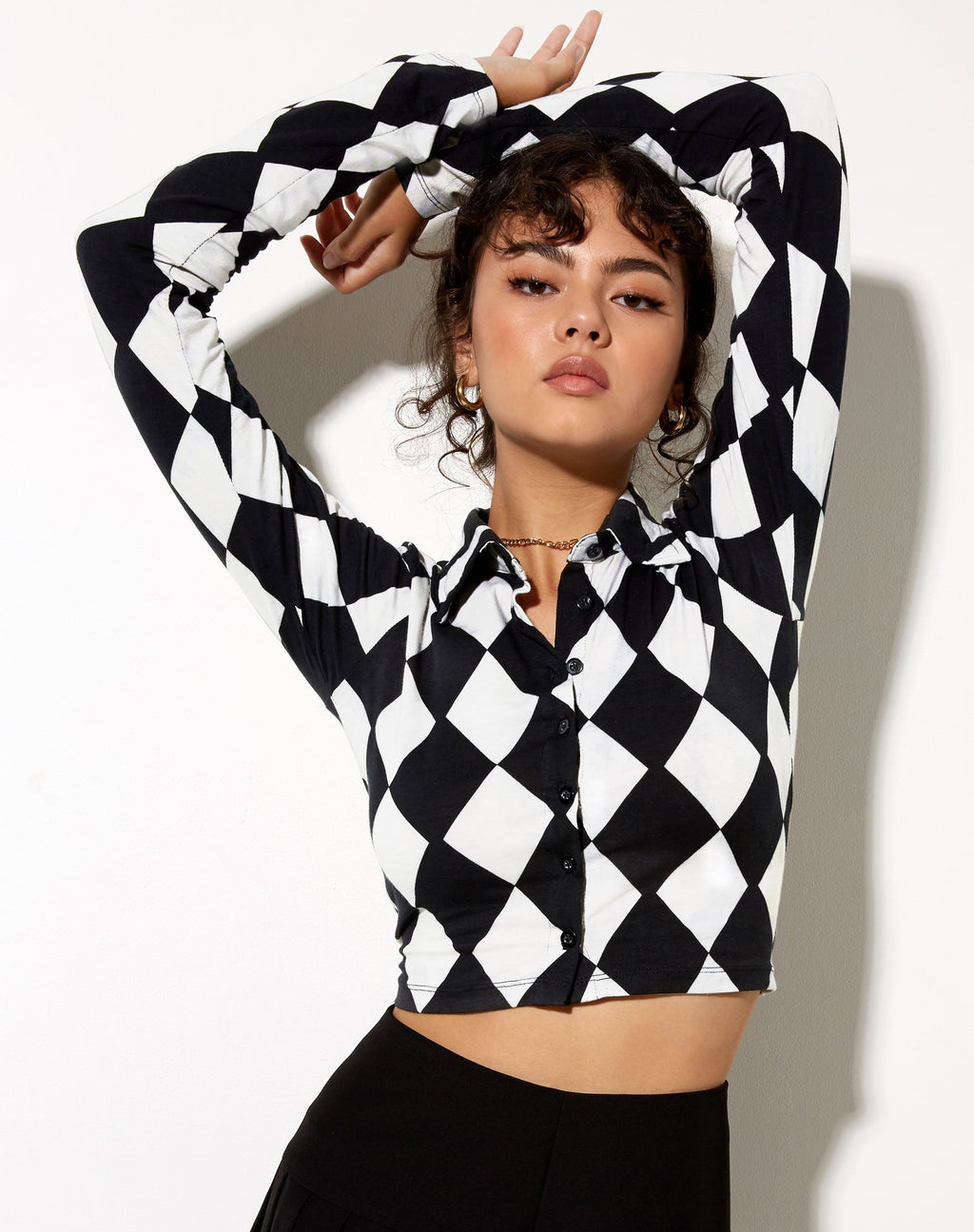 Ryals Crop Top en Harlequin noir et blanc