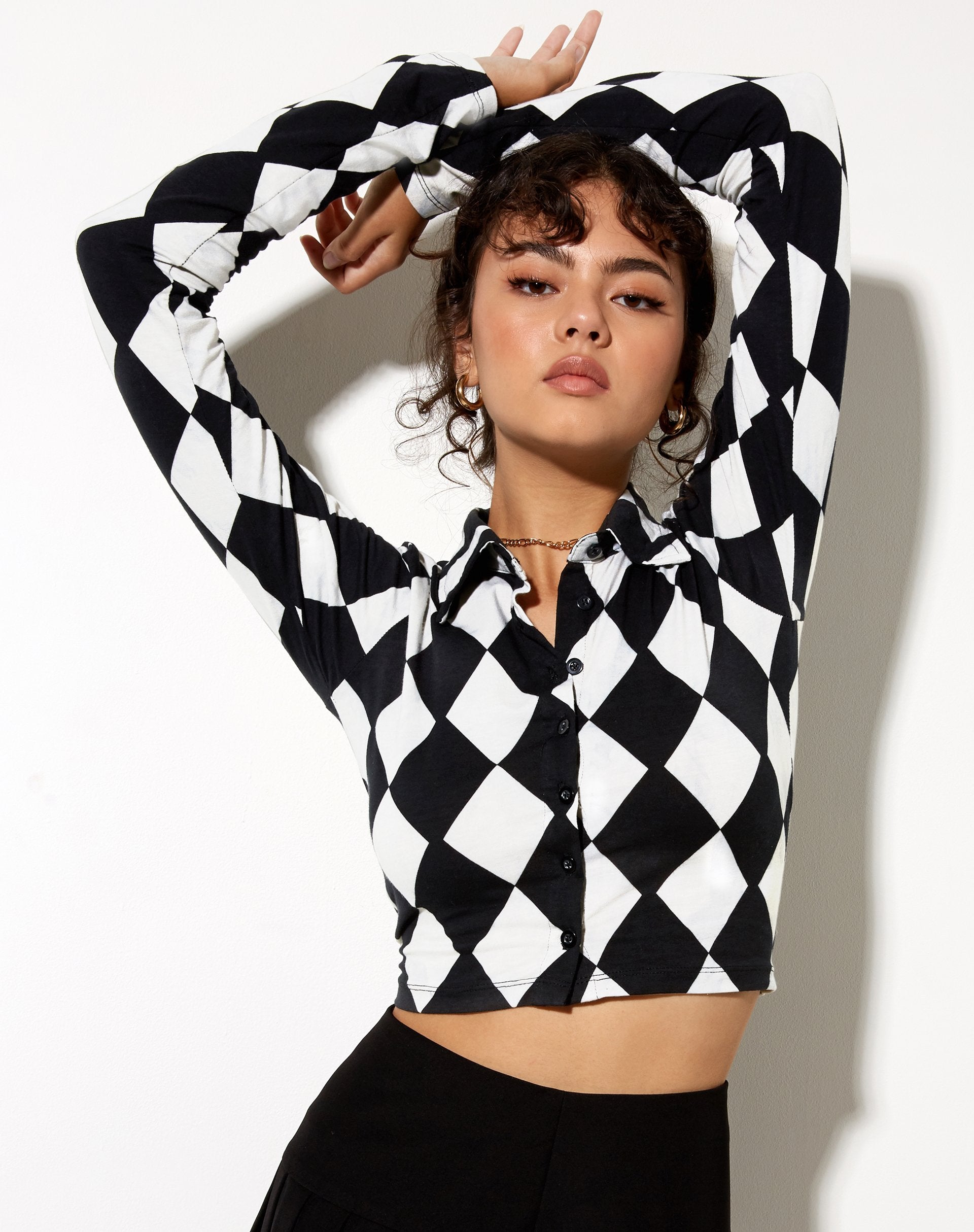 Image de Ryals Crop Top en Harlequin noir et blanc
