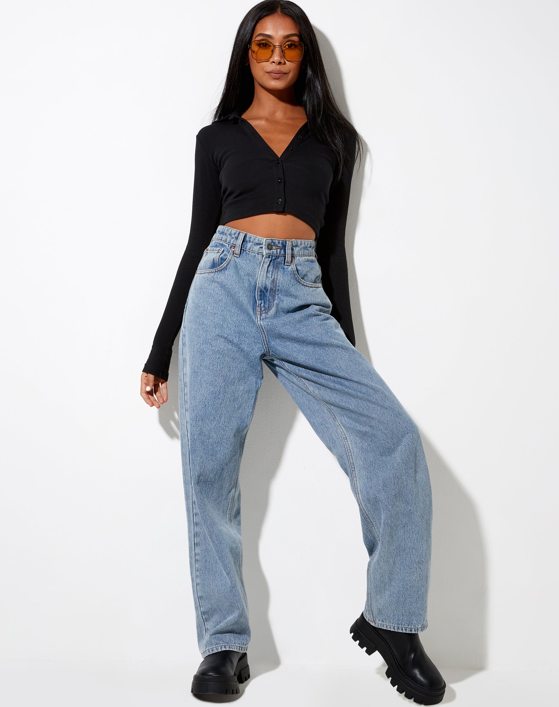 Image de Ryals Long Sleeve Top in Rib Black