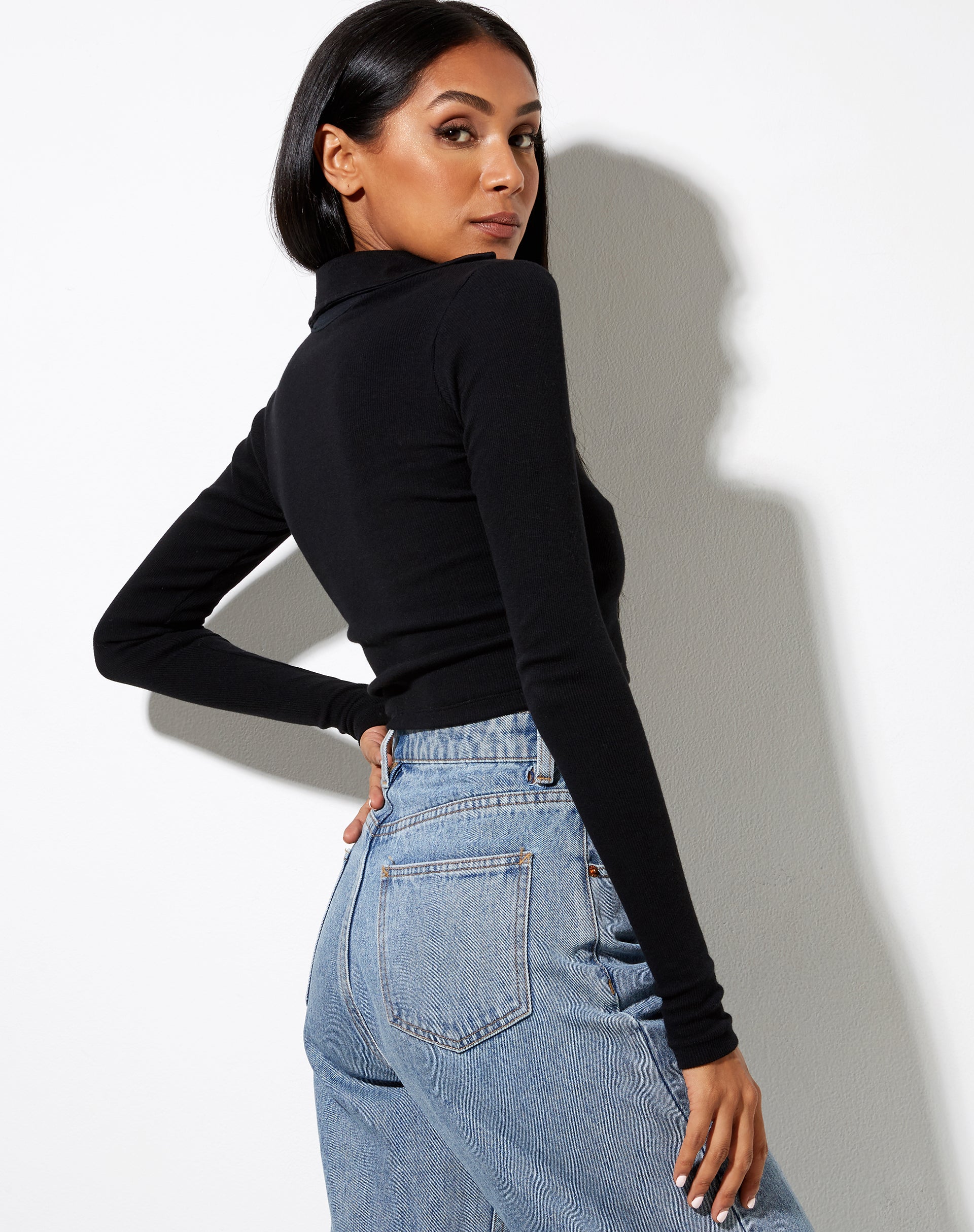 Image de Ryals Long Sleeve Top in Rib Black