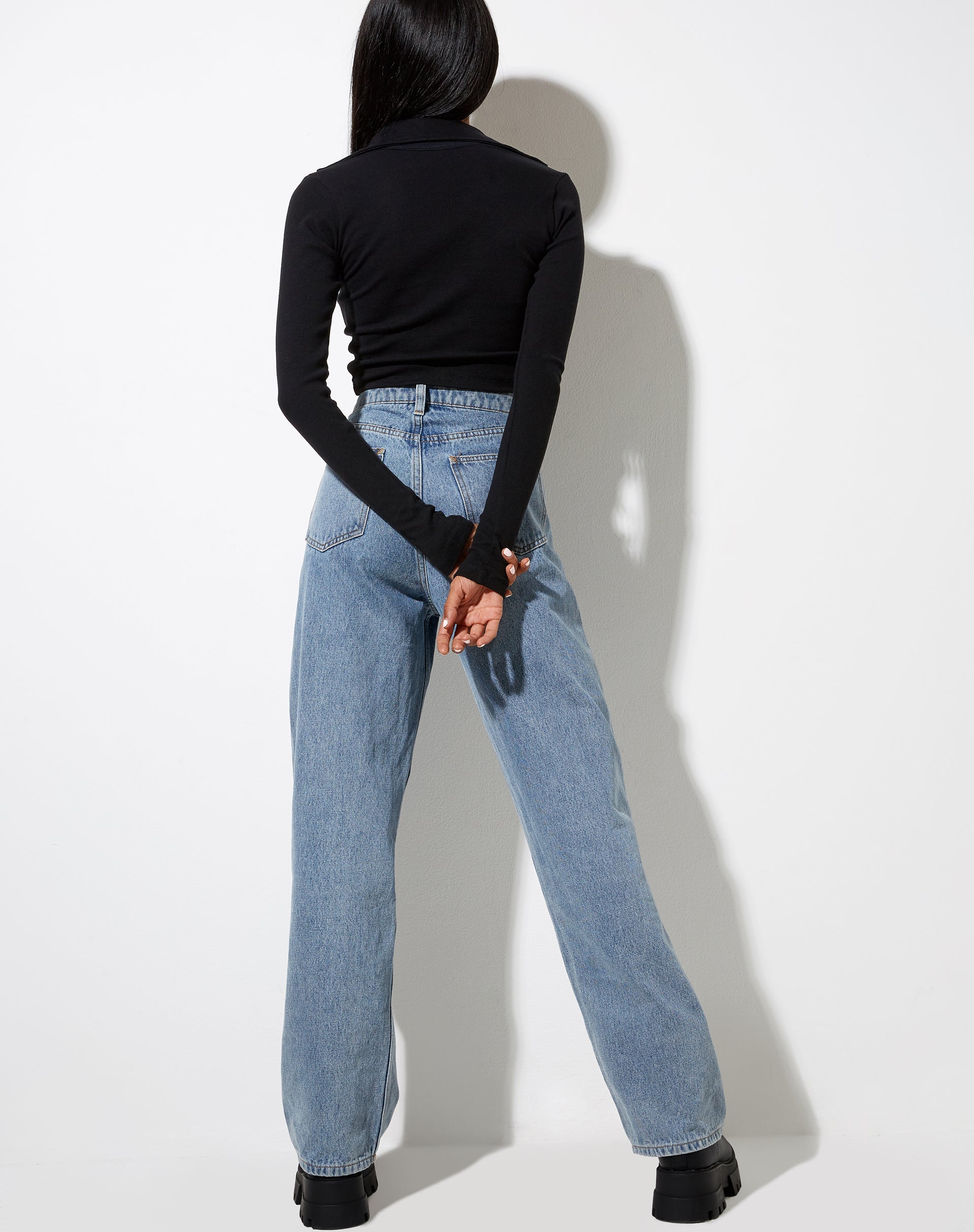 Image de Ryals Long Sleeve Top in Rib Black