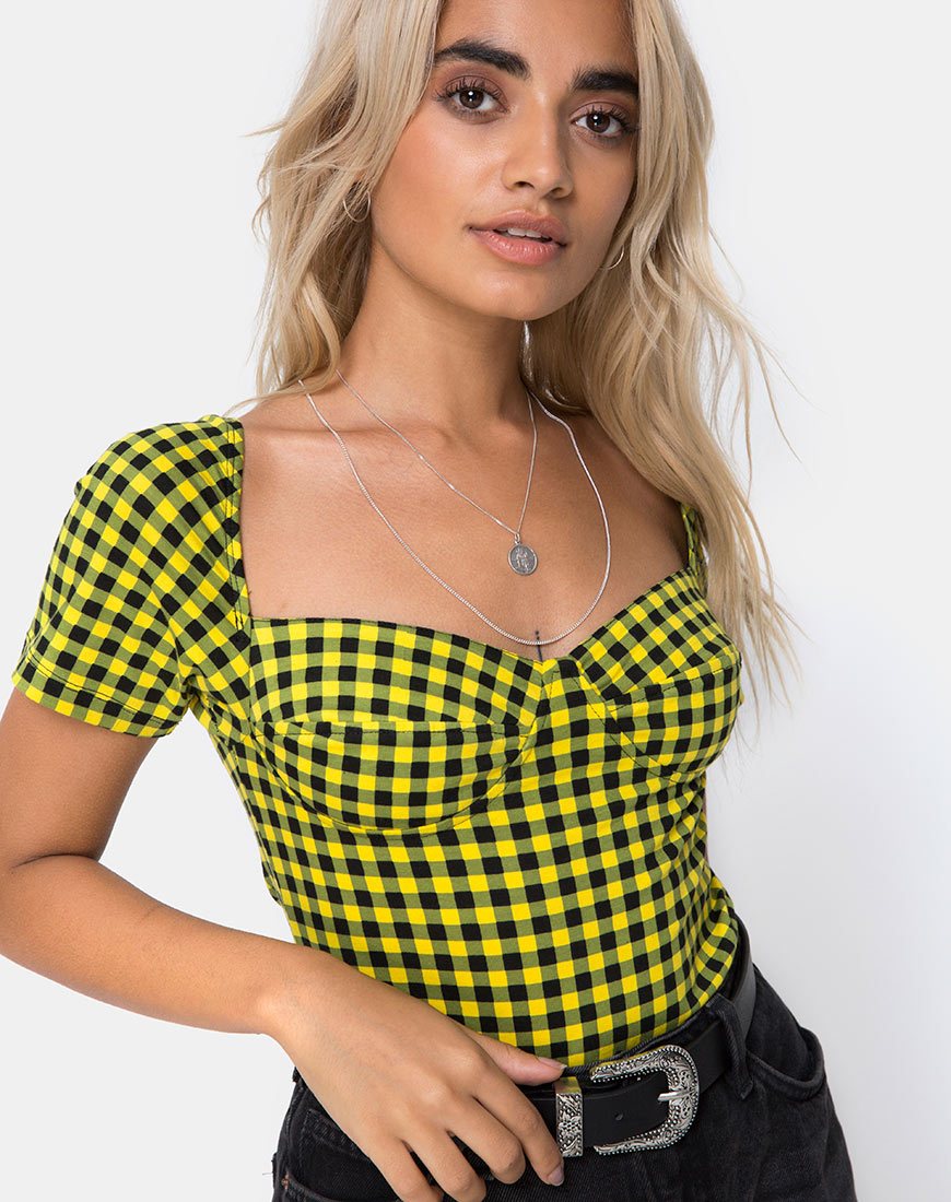 Corsage Ryon en vichy moyen jaune